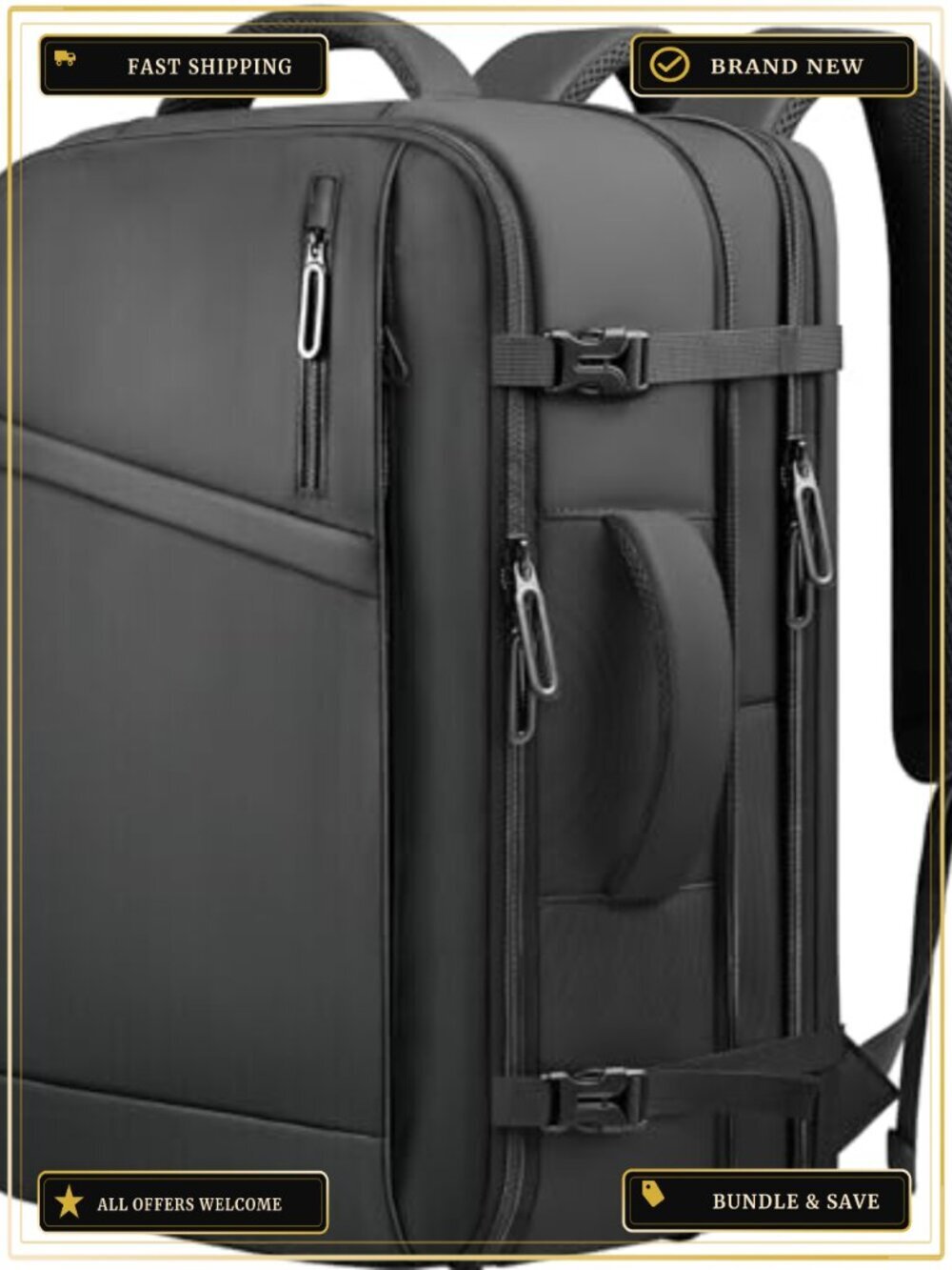 Water Resistant Expandable Travel Backpack Fits 15.6 Inch Laptop